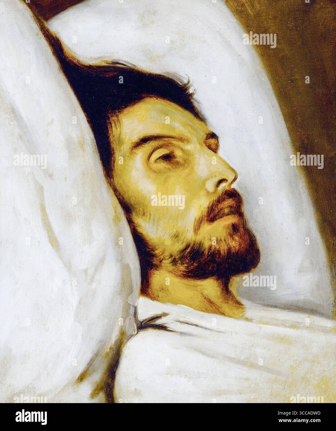 Paul Delaroche, Portrait of a man on his Deathbed, früher bekannt als Armand Carrel, Gemälde in Oil on Canvas, 1840 Stockfoto