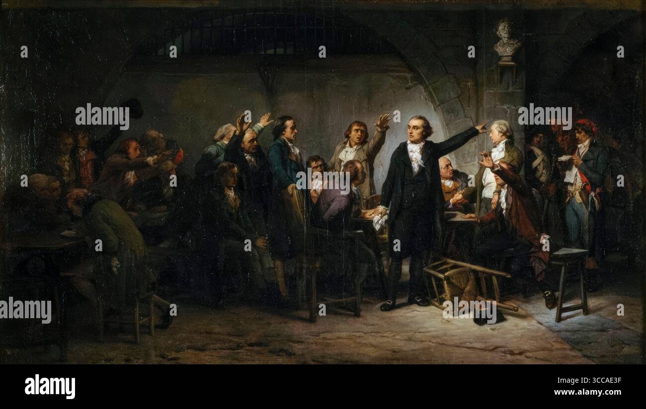 Paul Delaroche, letzter Abschied der Girondins am 31. Oktober 1793 im Conciergerie-Gefängnis, Ölgemälde auf Leinwand, 1856 Stockfoto
