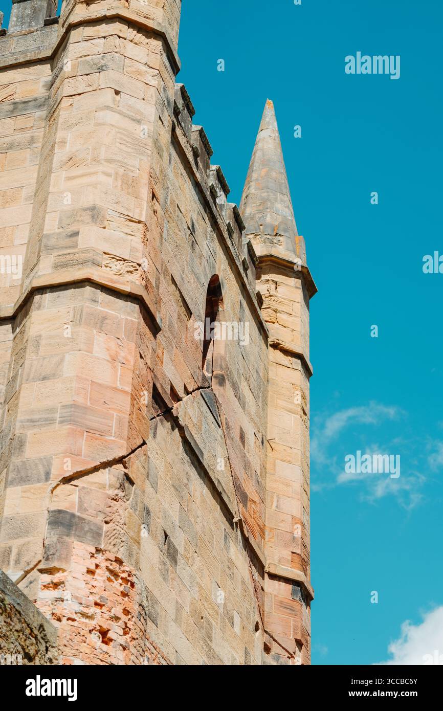 Historische Port Arthur Stätte und Vintage-Architektur in Tasmanien, Australien, einschließlich alten Straßen, Gebäuden und historischen Wahrzeichen. Stockfoto
