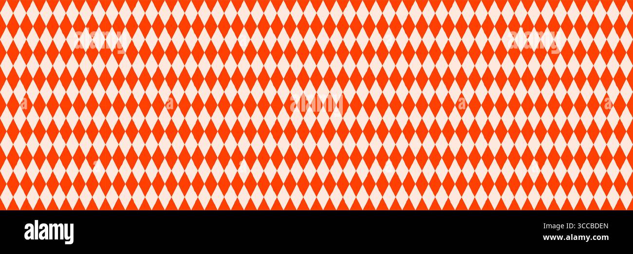 Circus Diamond Rhombus nahtloses Muster in Orange und Creme. Harlequin Hintergrundvektor für Retro-Design, Kostüm oder festliche Verpackung. Ziehen Sie nach Stock Vektor