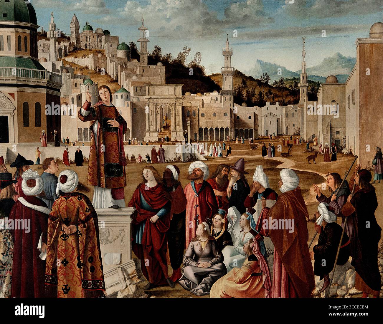 Die Predigt des St. Stephen Museums Louvre Frankreich. Stockfoto