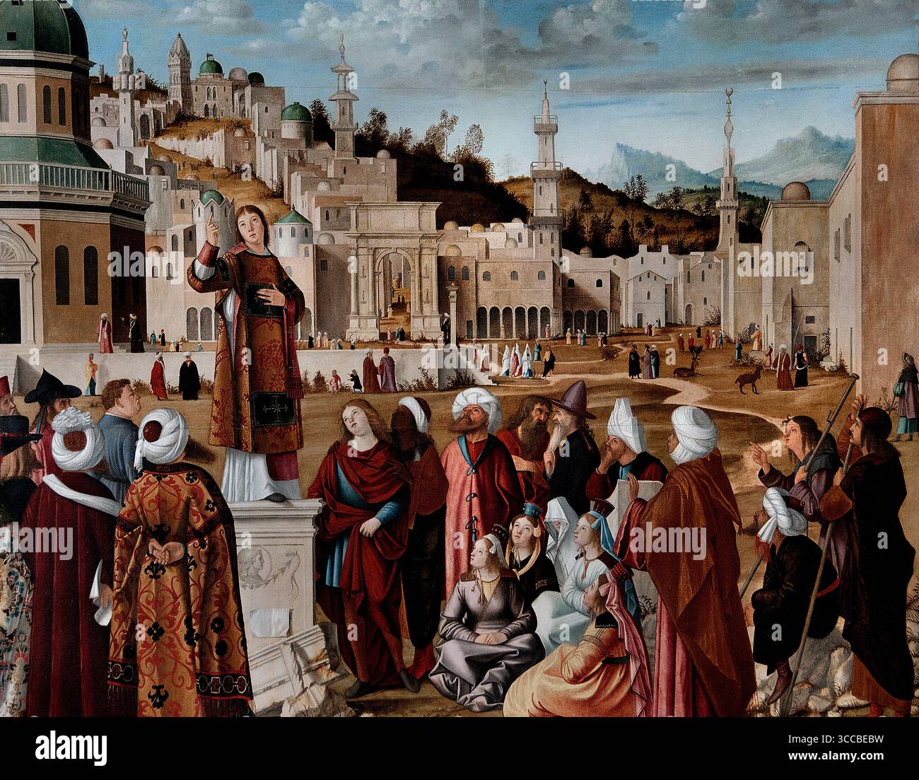 Die Predigt des St. Stephen Museums Louvre Frankreich. Stockfoto