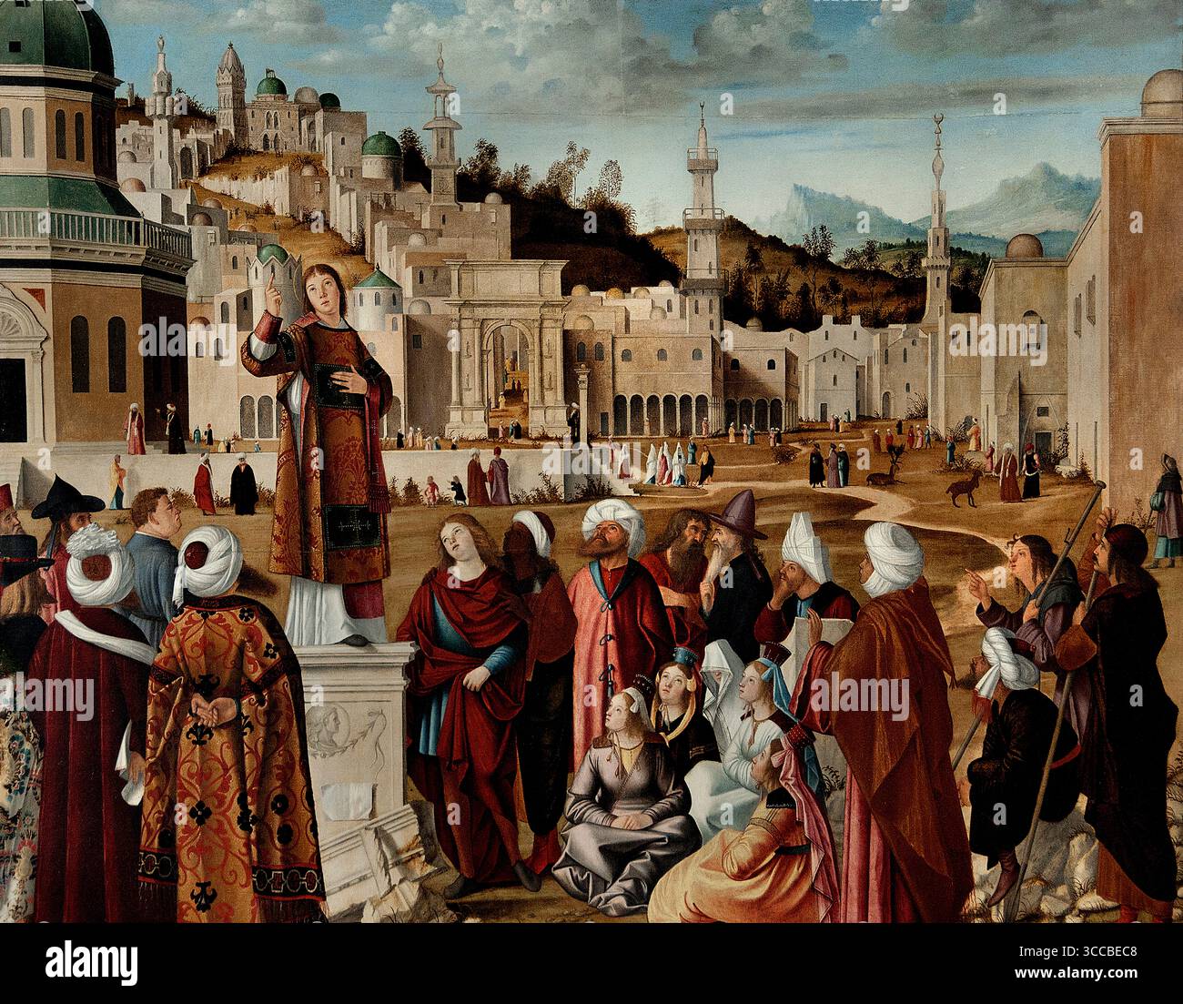 Die Predigt des St. Stephen Museums Louvre Frankreich. Stockfoto