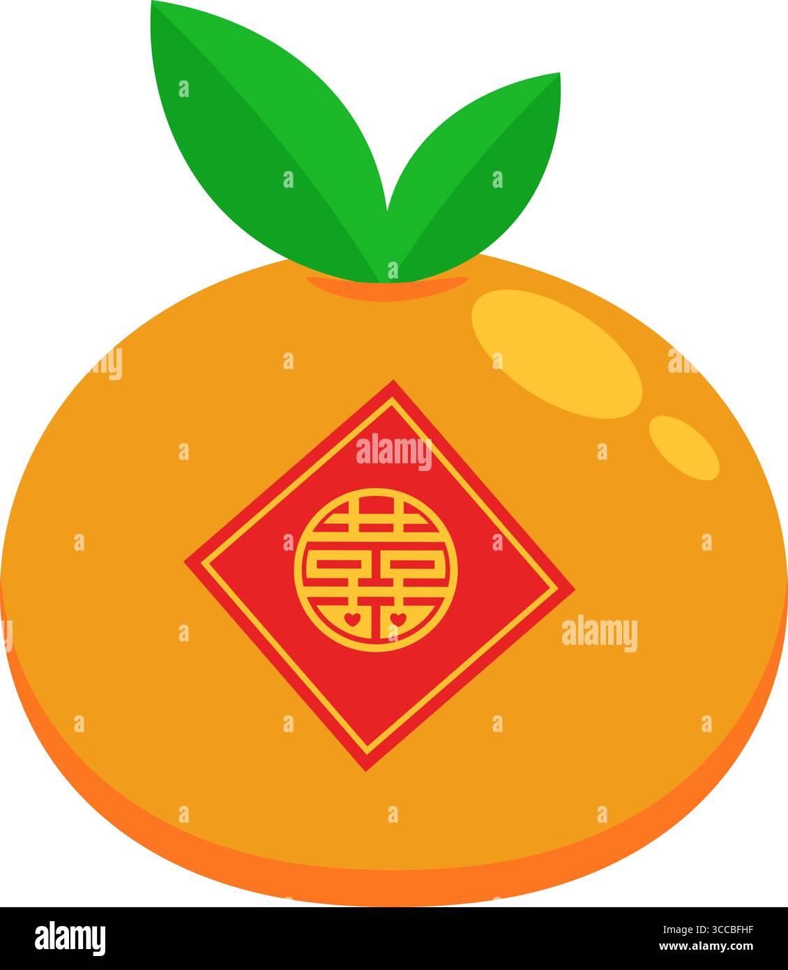 Zeichentrickfilm Chinesisches Neujahrsfest Mandarin Orange. Vektorabbildung Flache Konstruktion Isoliert Auf Transparentem Hintergrund Stock Vektor