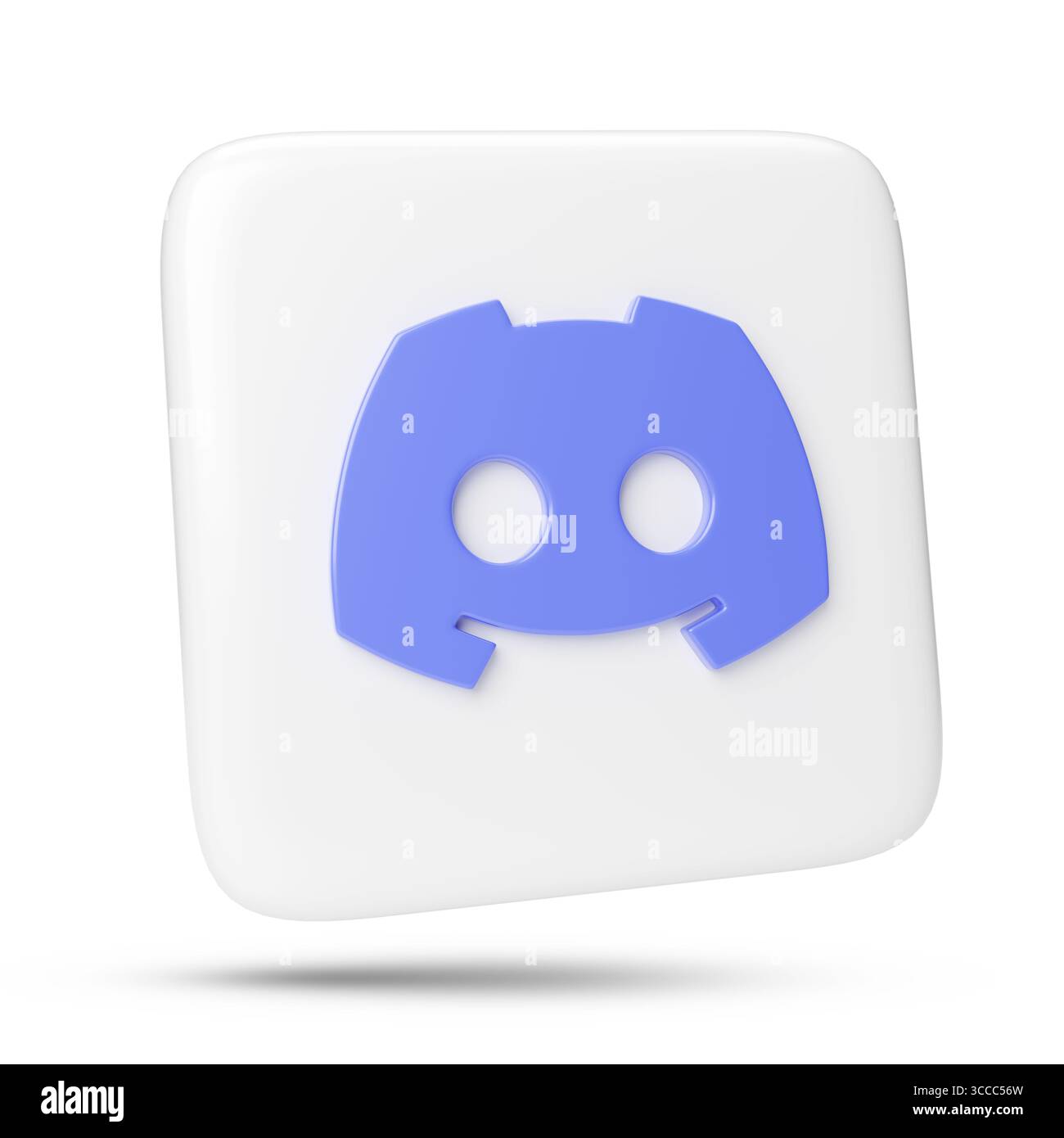 Buenos Aires, Argentinien; 11. August 2025: Dreidimensionales Discord-Logo isoliert auf weißem Hintergrund. 3D-Abbildung. Stockfoto