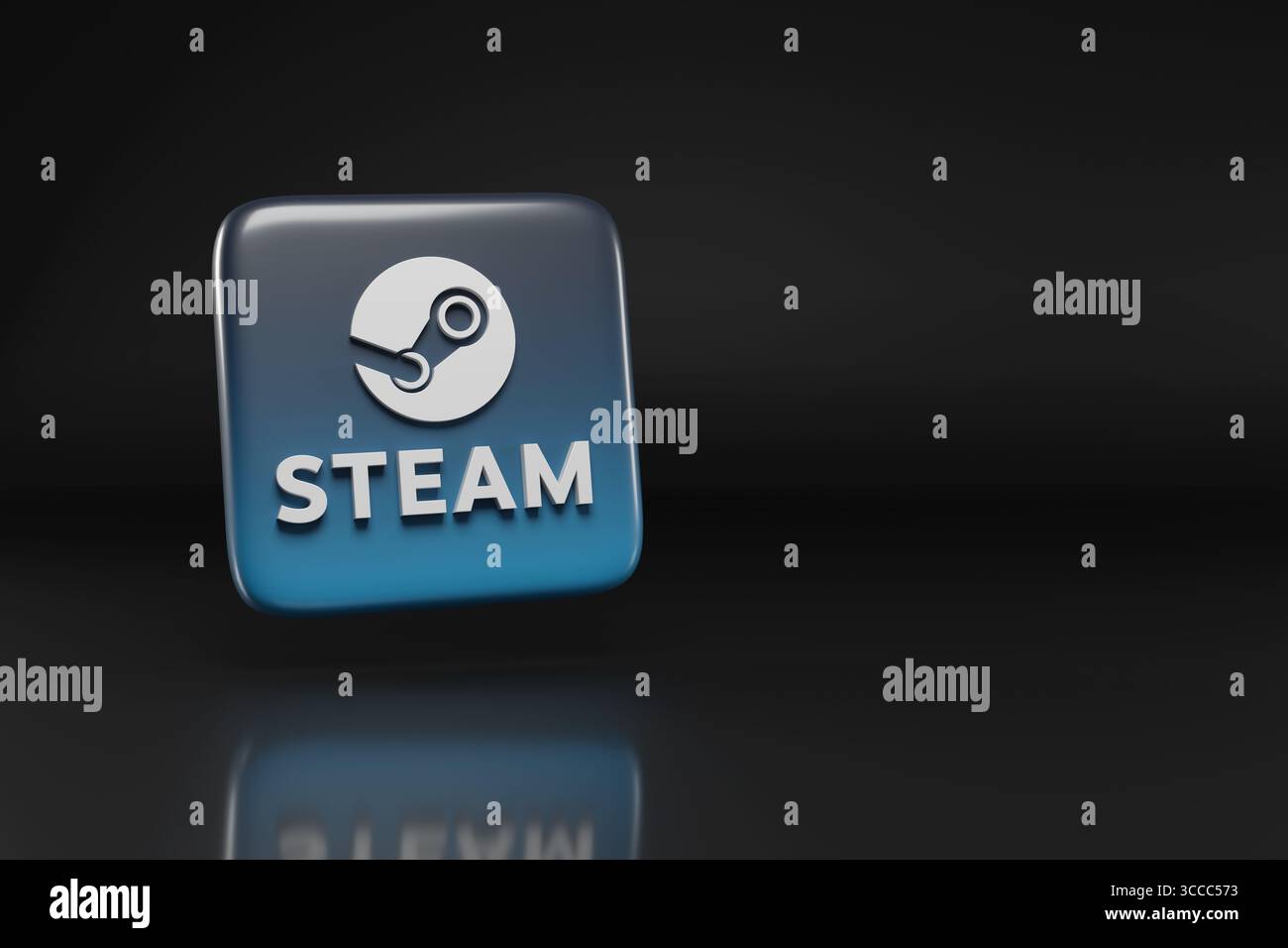 Buenos Aires, Argentinien; 11. August 2025: Dreidimensionales Dampflogo mit Kopierraum. 3D-Abbildung. Stockfoto