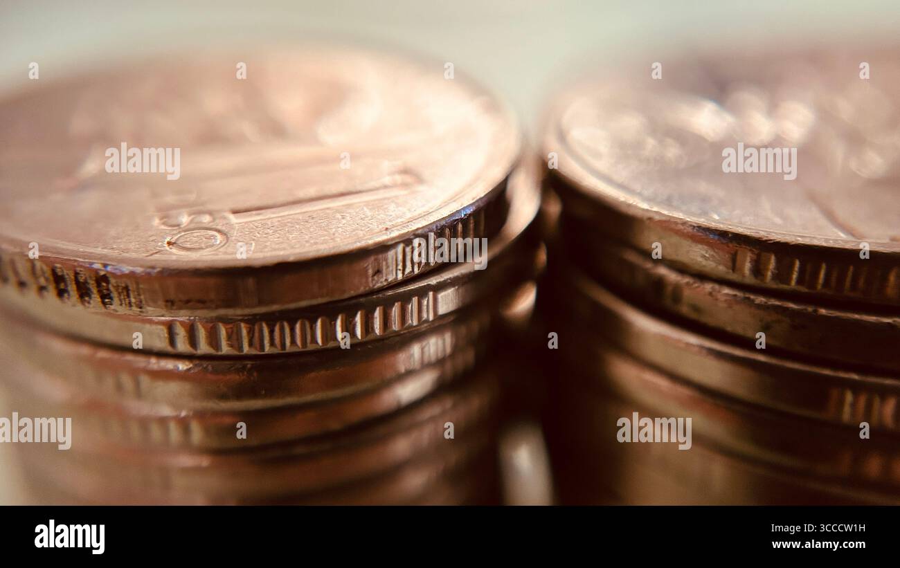 Nahaufnahme der Textur der alten Münze Stockfoto