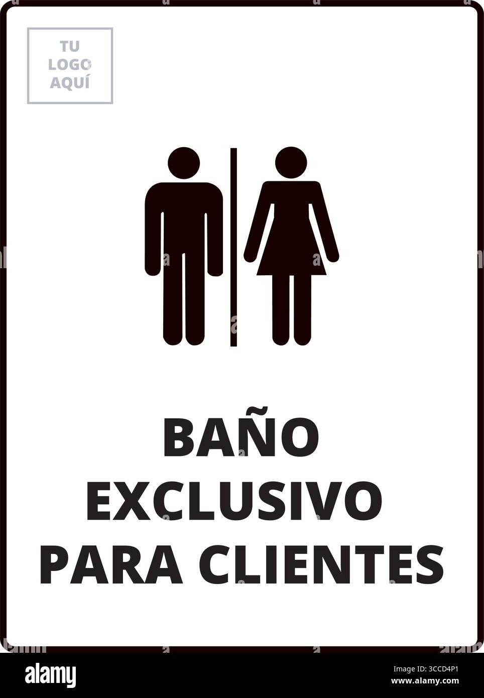 Schwarz-weißes Schild baño exclusivo para clientes (trad. Badezimmer nur für Kunden) Stock Vektor