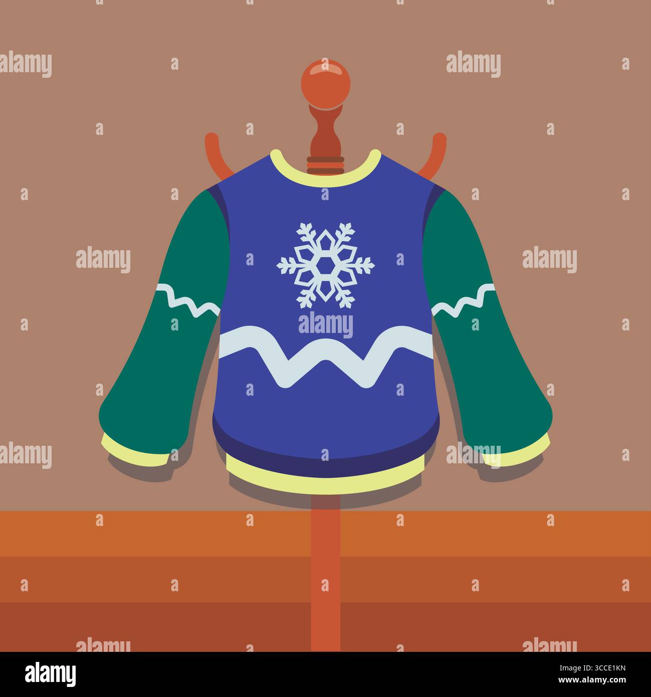 Pullover mit Schneeflocken auf dem Rack. Vektor Stock Vektor