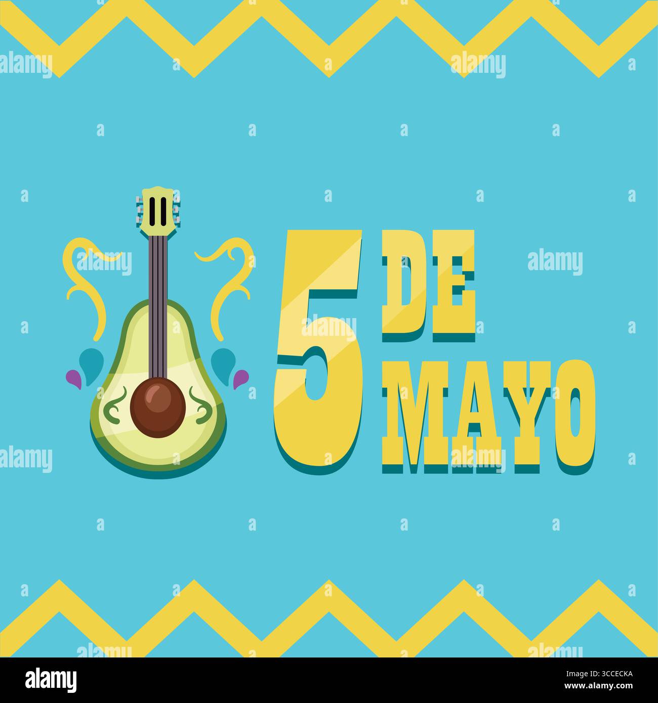 Cinco de Mayo Avocado Gitarre. Vektor Stock Vektor