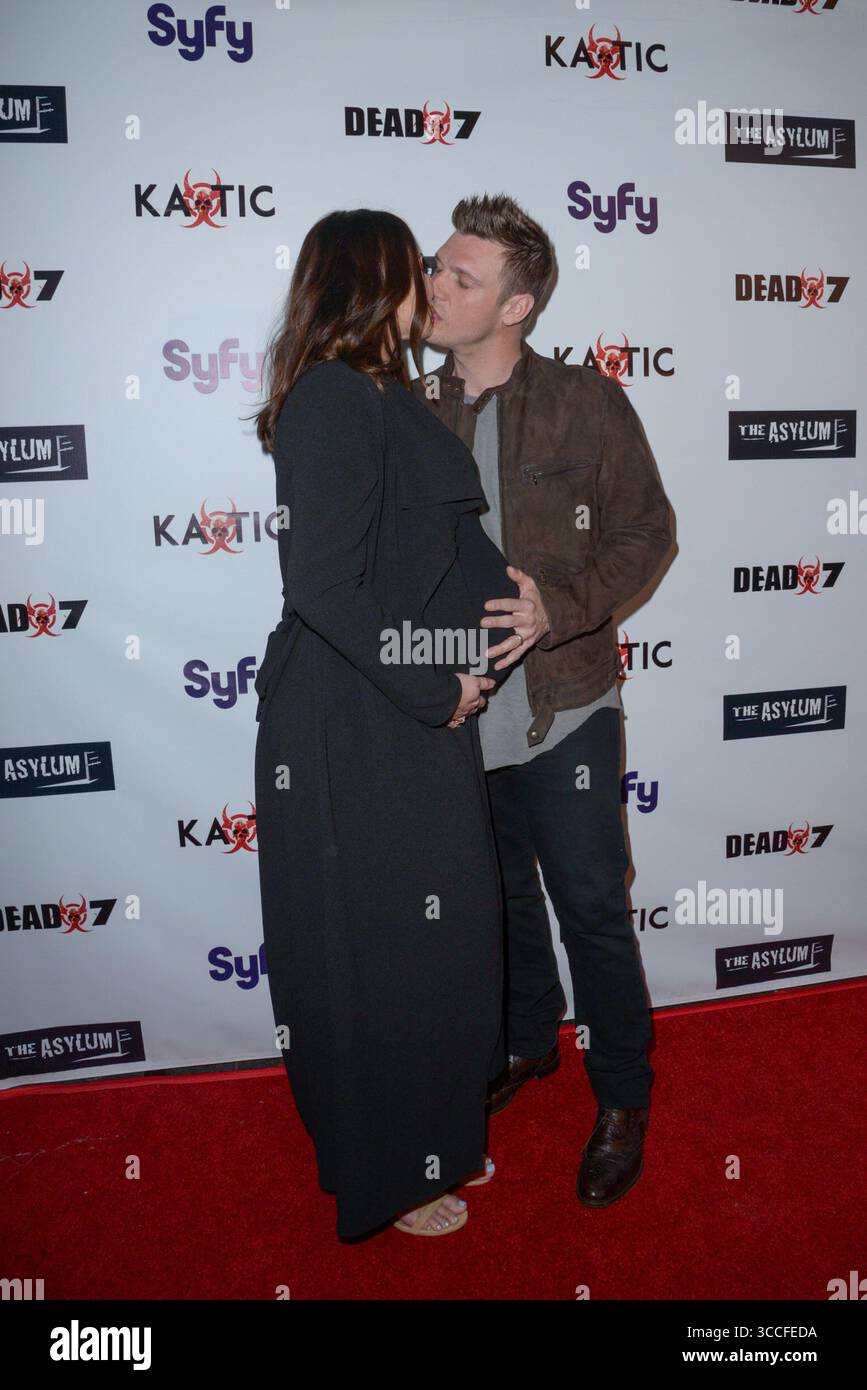 April 2016, Los Angeles, Kalifornien, USA: LAUREN KITT und NICK CARTER bei der Premiere von â€˜Dead 7â€™ in Los Angeles am 1. April 2016 im Harmony Gold Theater in Los Angeles, Kalifornien (Credit Image: © Charlie Steffens/ZUMA Press Wire) Stockfoto