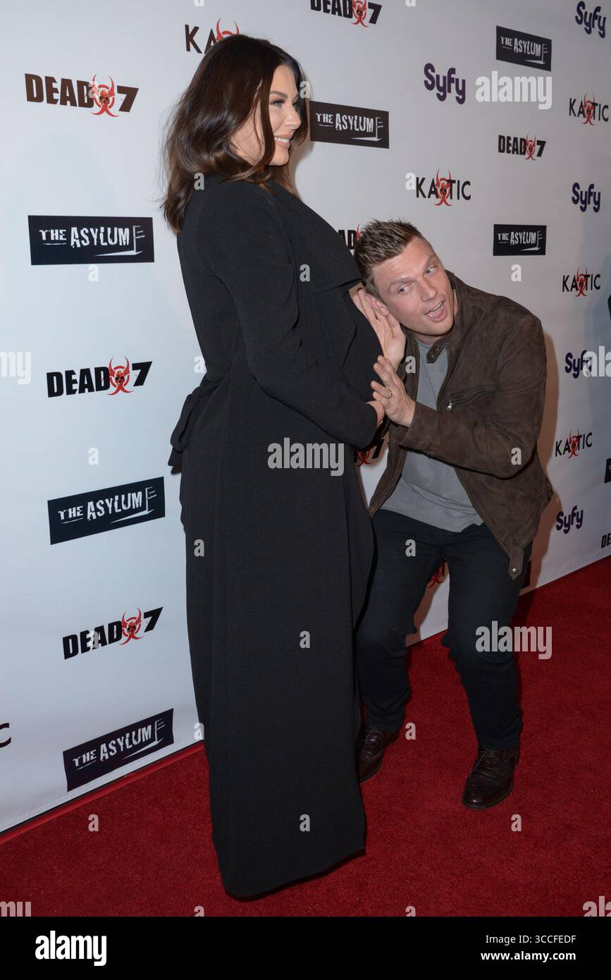 April 2016, Los Angeles, Kalifornien, USA: LAUREN KITT und NICK CARTER bei der Premiere von â€˜Dead 7â€™ in Los Angeles am 1. April 2016 im Harmony Gold Theater in Los Angeles, Kalifornien (Credit Image: © Charlie Steffens/ZUMA Press Wire) Stockfoto