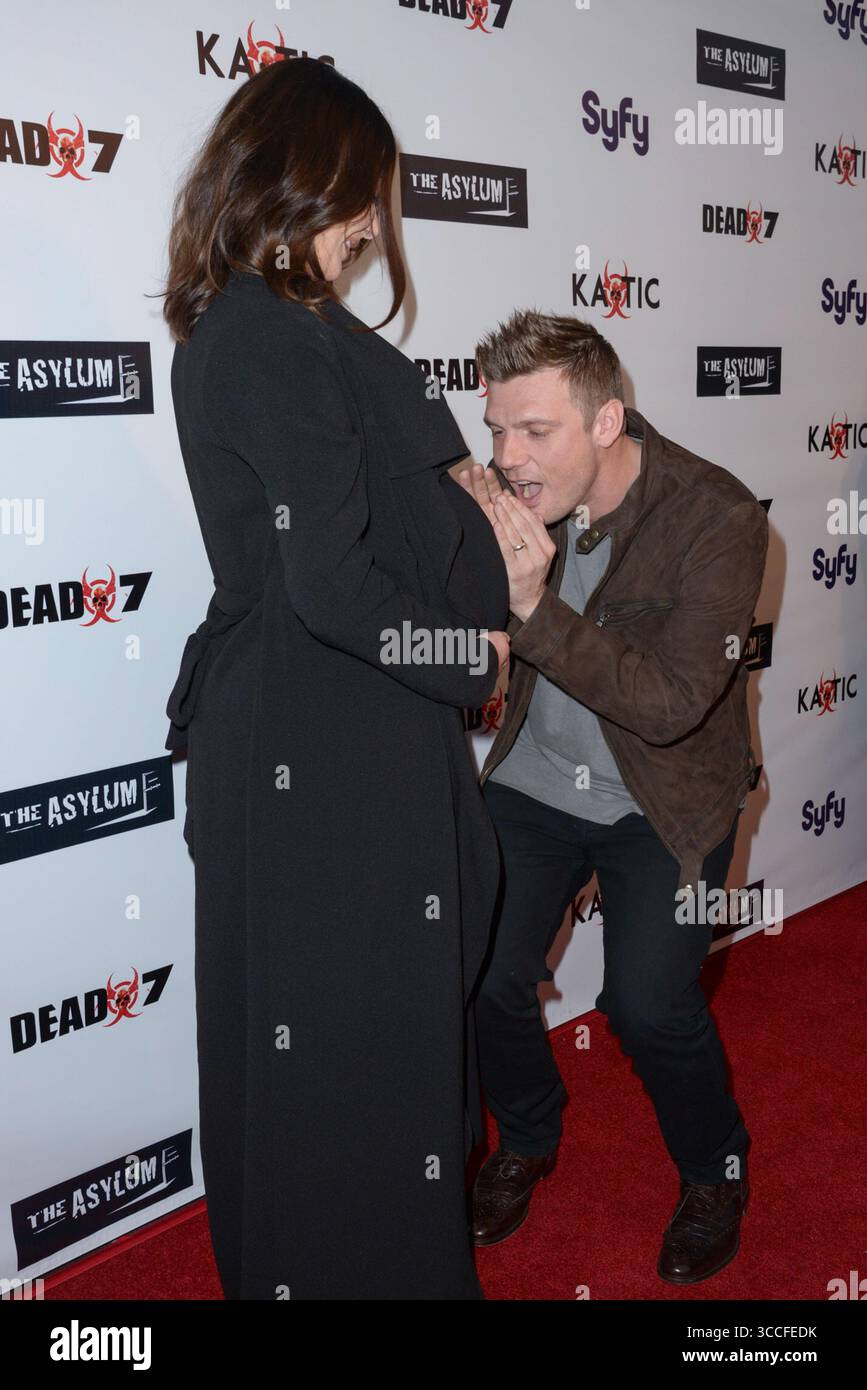 April 2016, Los Angeles, Kalifornien, USA: LAUREN KITT und NICK CARTER bei der Premiere von â€˜Dead 7â€™ in Los Angeles am 1. April 2016 im Harmony Gold Theater in Los Angeles, Kalifornien (Credit Image: © Charlie Steffens/ZUMA Press Wire) Stockfoto