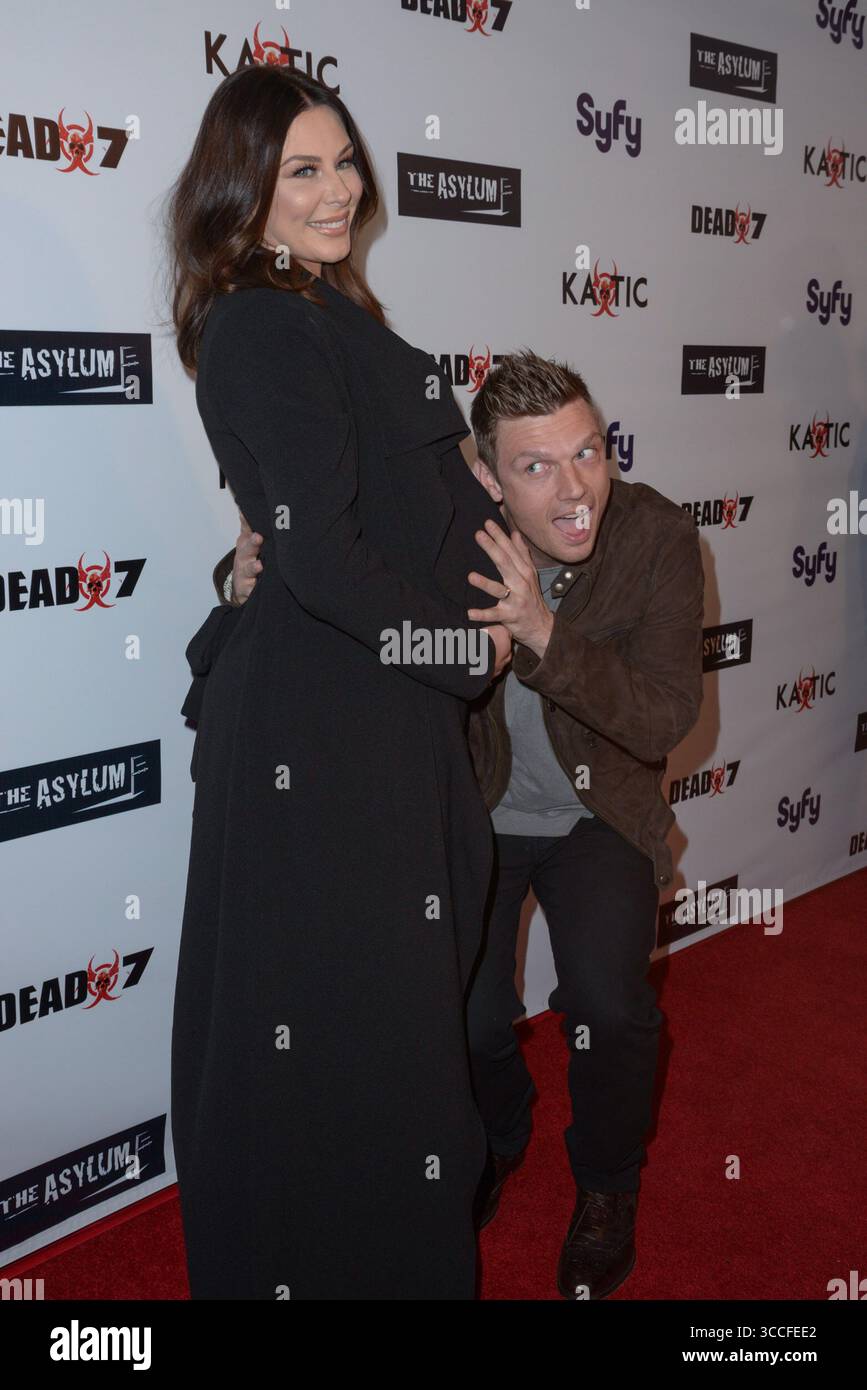April 2016, Los Angeles, Kalifornien, USA: LAUREN KITT und NICK CARTER bei der Premiere von â€˜Dead 7â€™ in Los Angeles am 1. April 2016 im Harmony Gold Theater in Los Angeles, Kalifornien (Credit Image: © Charlie Steffens/ZUMA Press Wire) Stockfoto