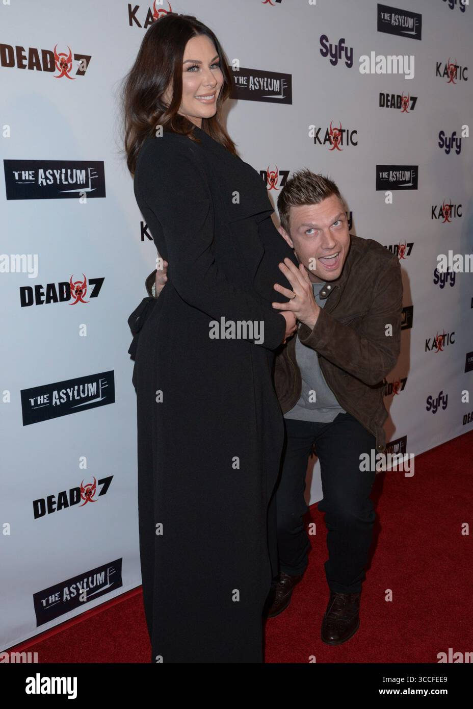 April 2016, Los Angeles, Kalifornien, USA: LAUREN KITT und NICK CARTER bei der Premiere von â€˜Dead 7â€™ in Los Angeles am 1. April 2016 im Harmony Gold Theater in Los Angeles, Kalifornien (Credit Image: © Charlie Steffens/ZUMA Press Wire) Stockfoto