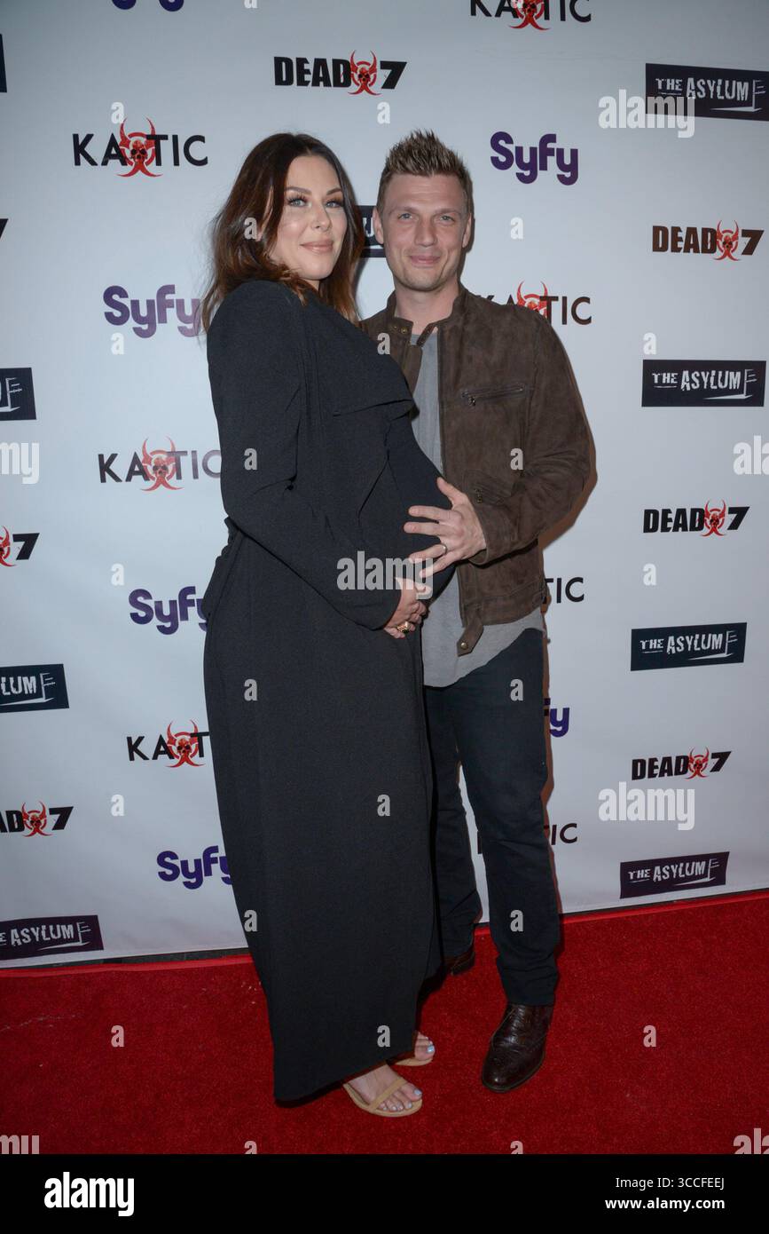 April 2016, Los Angeles, Kalifornien, USA: LAUREN KITT und NICK CARTER bei der Premiere von â€˜Dead 7â€™ in Los Angeles am 1. April 2016 im Harmony Gold Theater in Los Angeles, Kalifornien (Credit Image: © Charlie Steffens/ZUMA Press Wire) Stockfoto