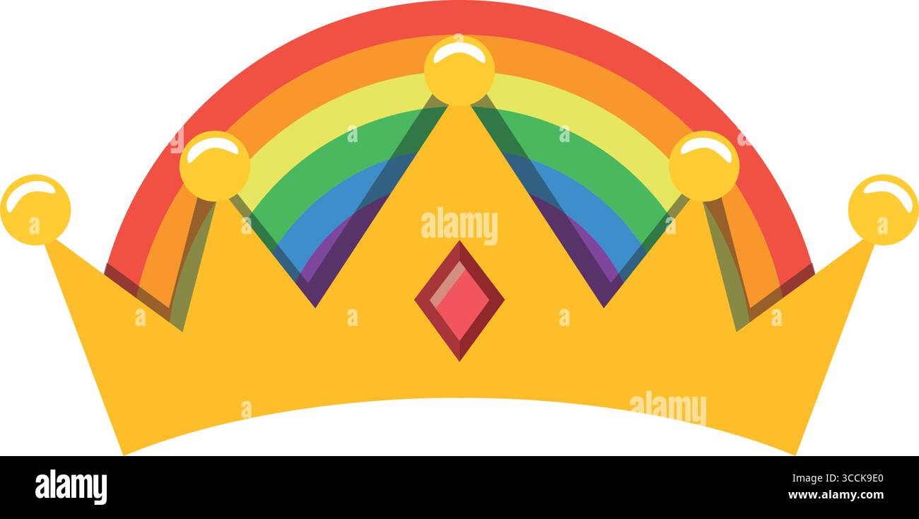 Regenbogenkrone mit Juwel. Vektor Stock Vektor