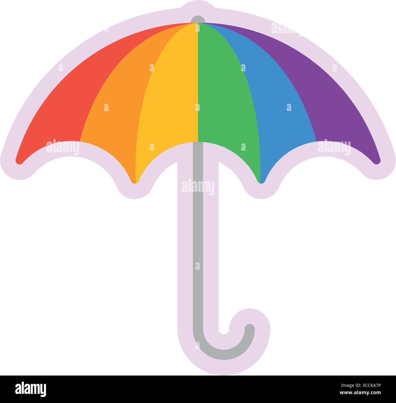 Regenbogenschirm mit Griff. Vektor Stock Vektor