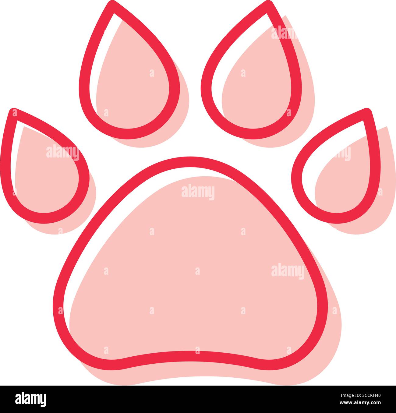 Rosafarbenes Symbol mit Pfotenmuster. Vektor Stock Vektor