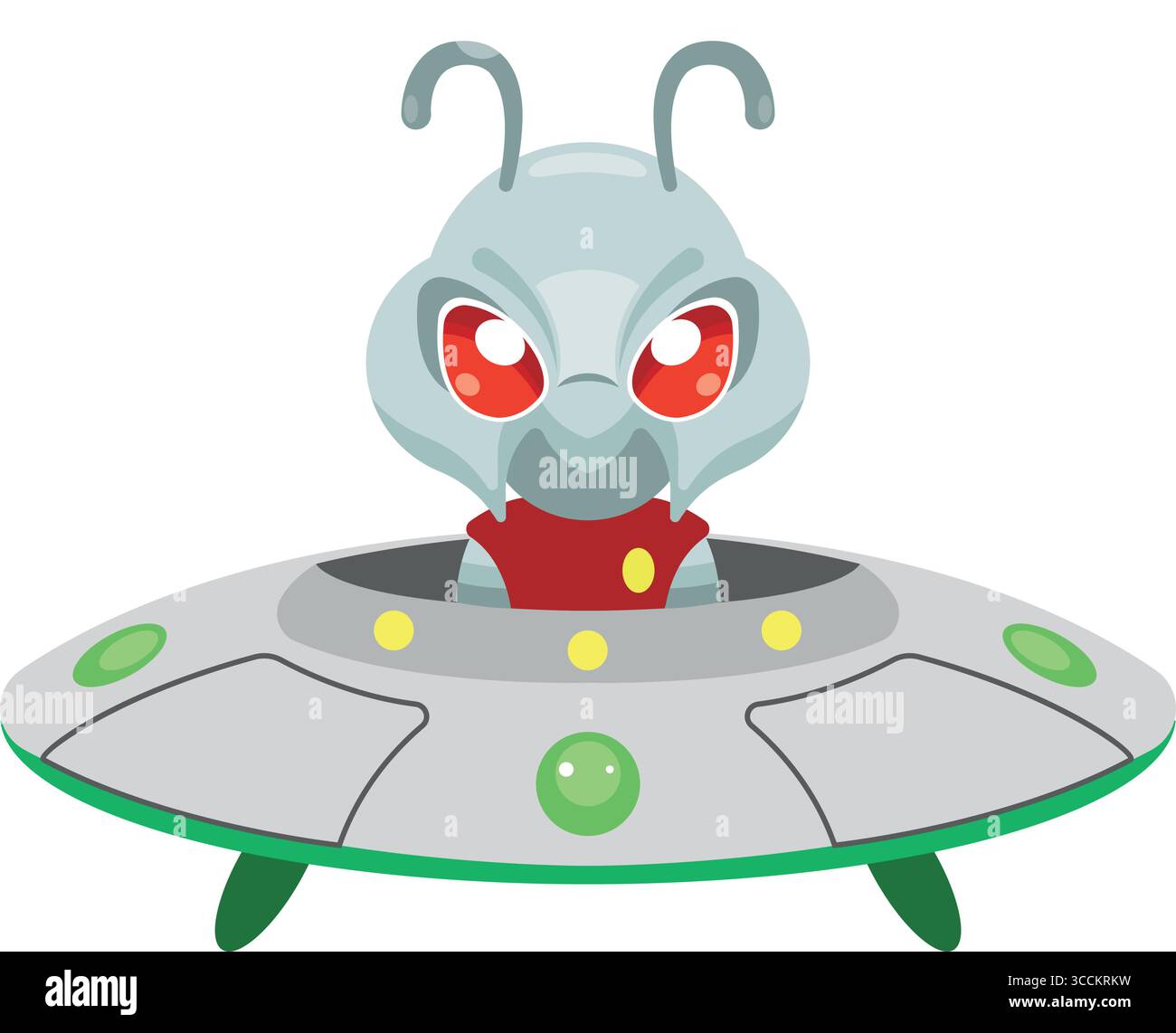 Alien in fliegenden Untertassen. Vektor Stock Vektor