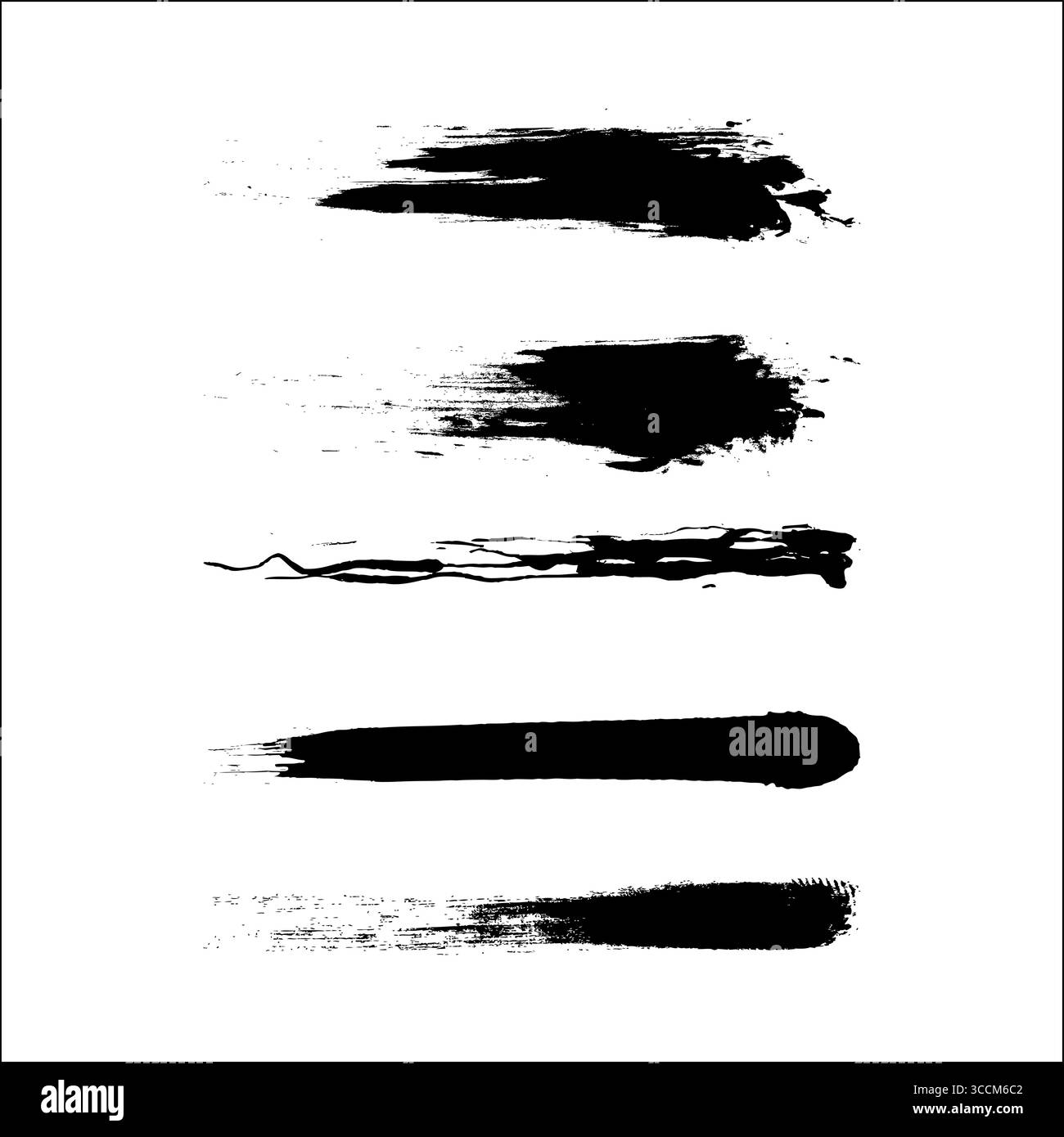 Vektor-Grunge-Pinselstriche. Von Hand gezeichnete Tinte verschmiert. Künstlerische Pinselstreifen. Abbildung mit schwarzer Textur. Stock Vektor