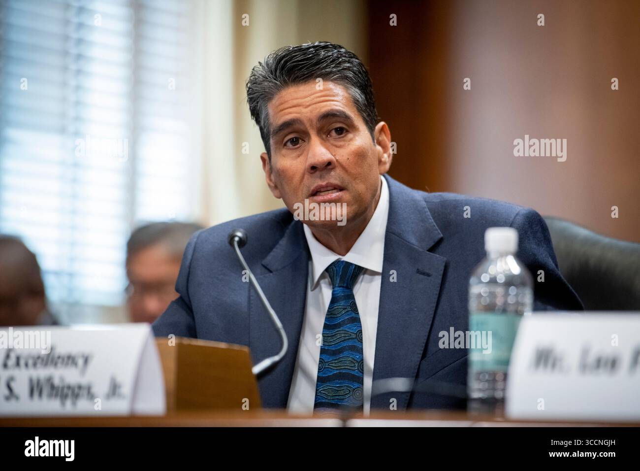 13. Juli 2023, Washington, District of Columbia, USA: Seine Exzellenz Surangel S. Whipps Jr., Präsident der Republik Palau, erscheint vor einer Anhörung des Senatsausschusses für Energie und natürliche Ressourcen, um den Compact of Free Association Amendment Act von 2023 zu prüfen, im Dirksen Senate Office Building in Washington, DC, Donnerstag, 13. Juli 2023 (Kreditbild: © Rod Lamkey/CNP via ZUMA Press Wire) Stockfoto