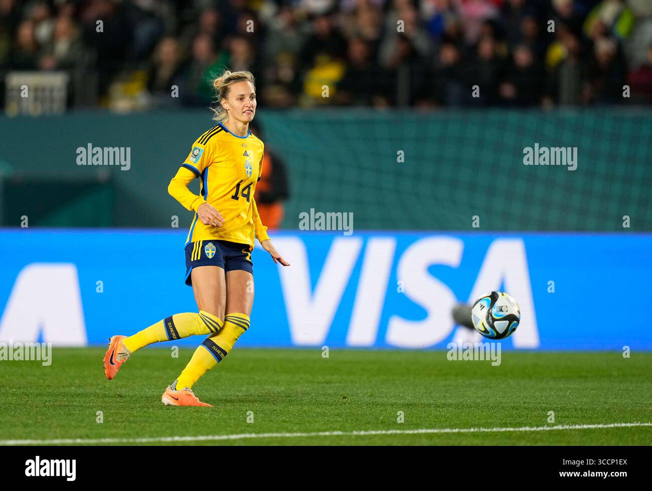 11. August 2023: Nathalie Bjorn (Schweden) kontrolliert den Ball während eines Spiels , AT , . Kim Price/CSM (Kreditbild: © Kim Price/CSM via ZUMA Press Wire) Stockfoto