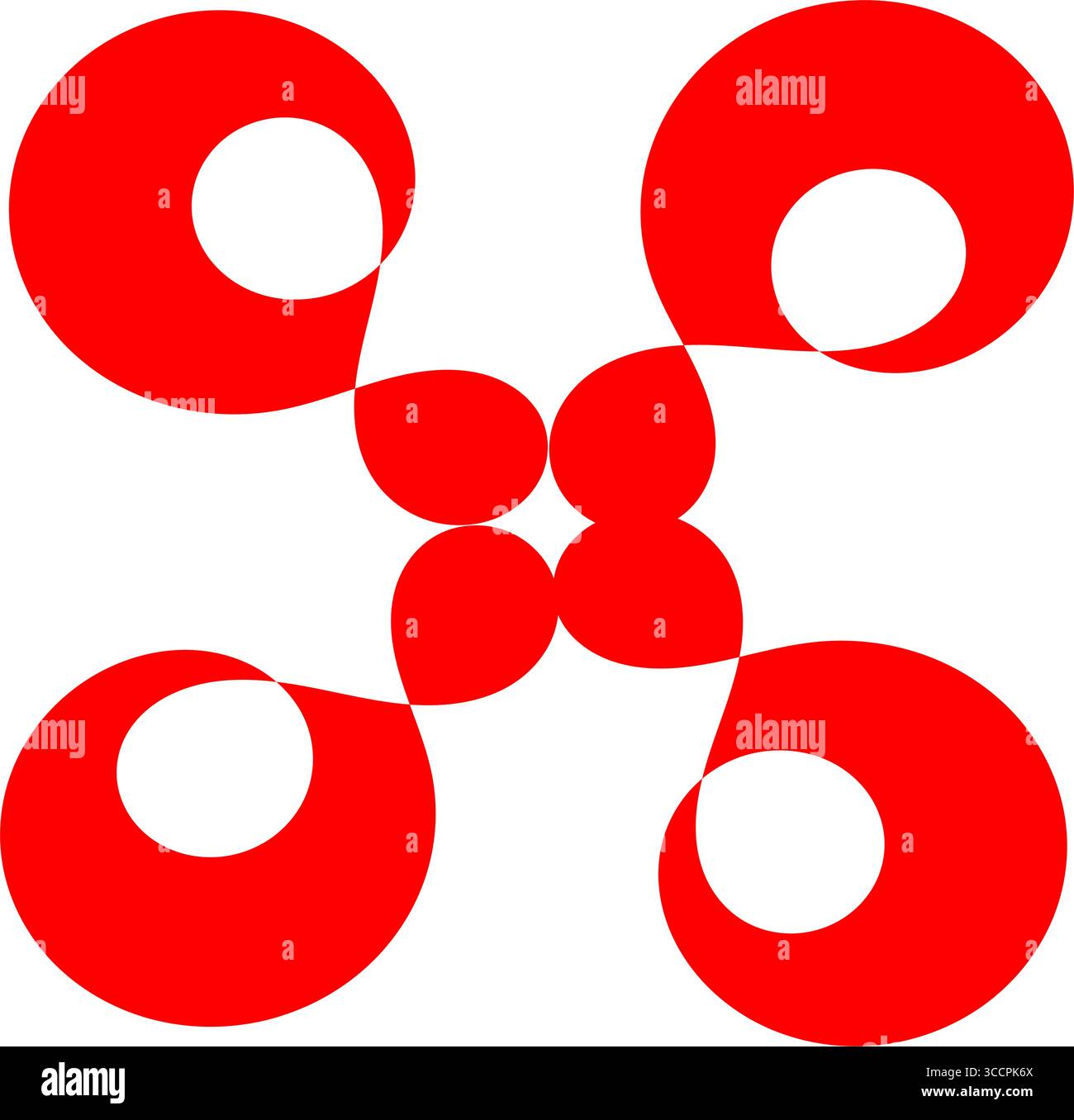 Abstrakte rote geometrische Kreise und Formen Muster auf weißem Hintergrund, modernes minimalistisches Vektordesign Stock Vektor