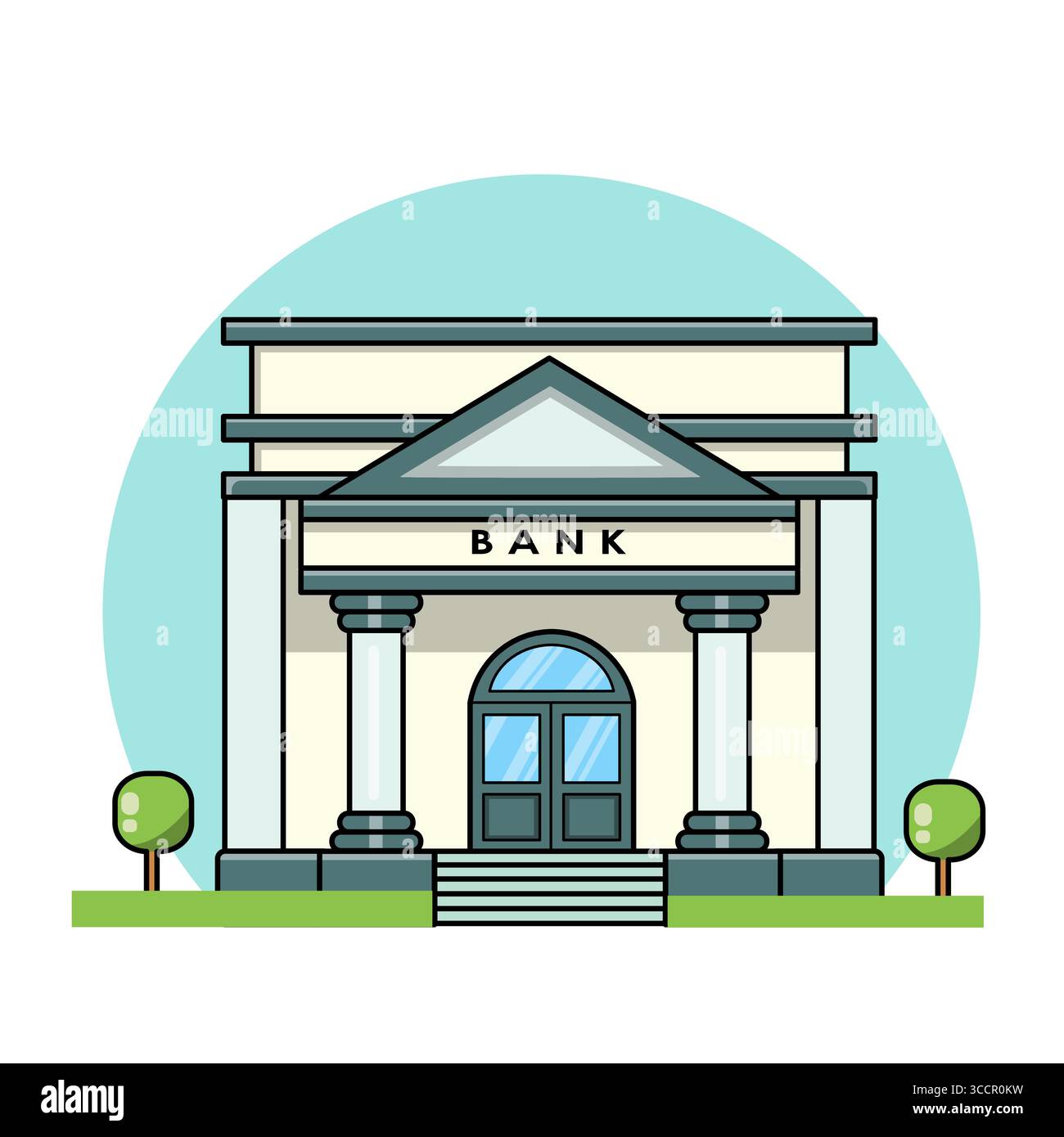 Symbol "Bankgebäude" Eine flache Darstellung eines Vektors für ein Finanzinstitut Stock Vektor