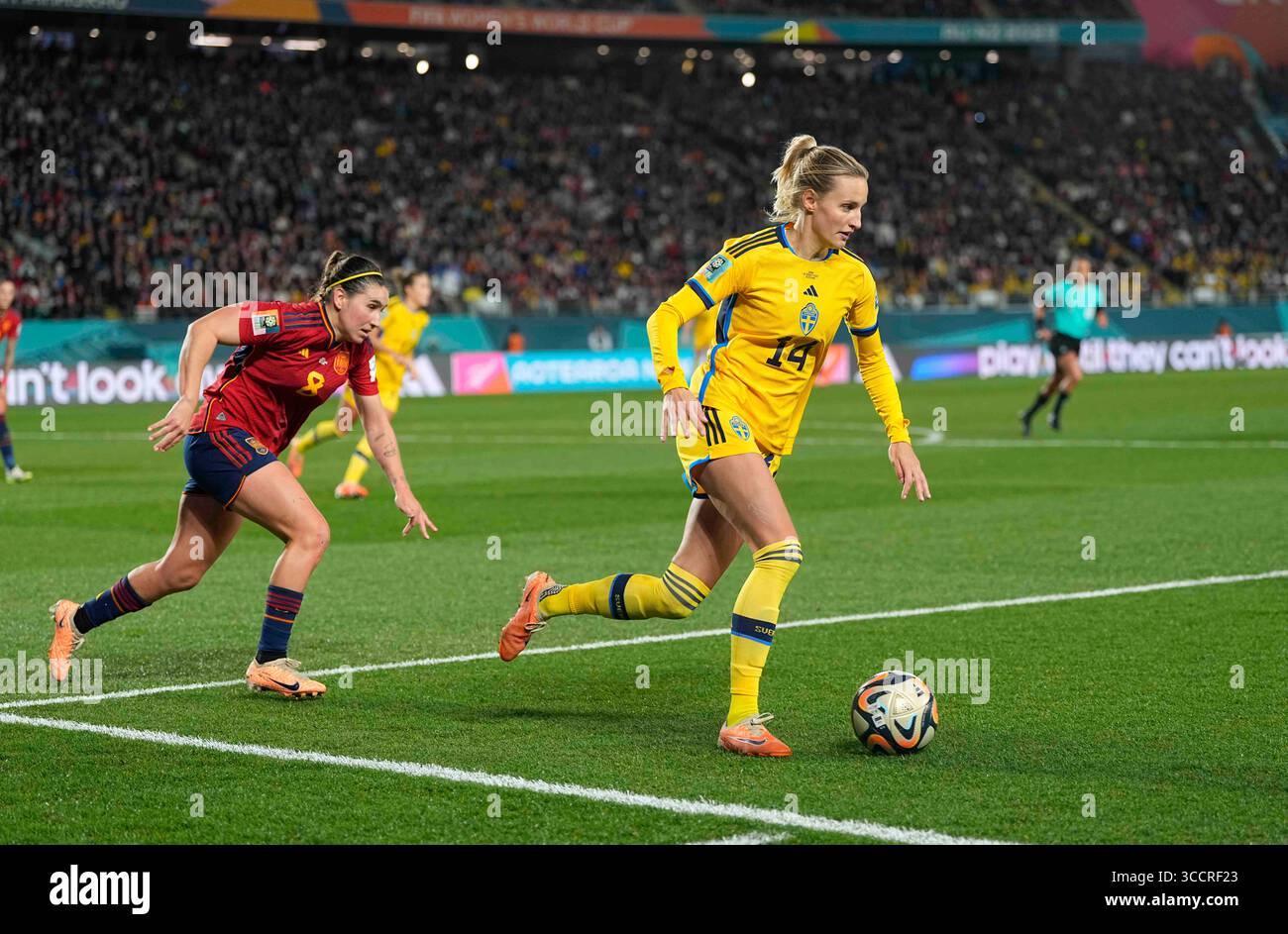 15. August 2023: Nathalie Bjorn (Schweden) kontrolliert den Ball während eines Spiels , AT , . Kim Price/CSM (Kreditbild: © Kim Price/CSM via ZUMA Press Wire) Stockfoto