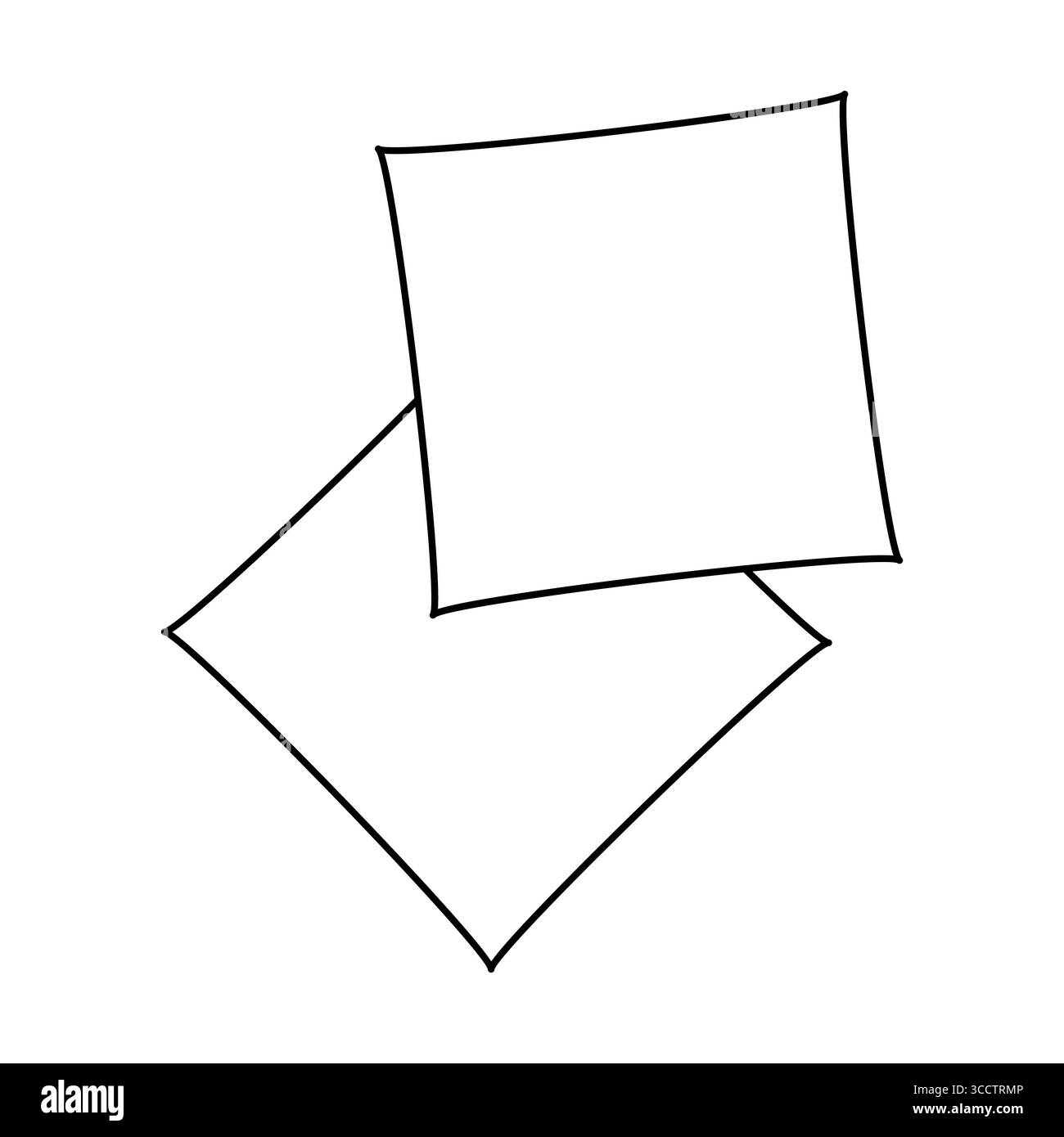 Einfache Linienzeichnung von zwei überlappenden leeren Blättern auf weißem Hintergrund Stock Vektor