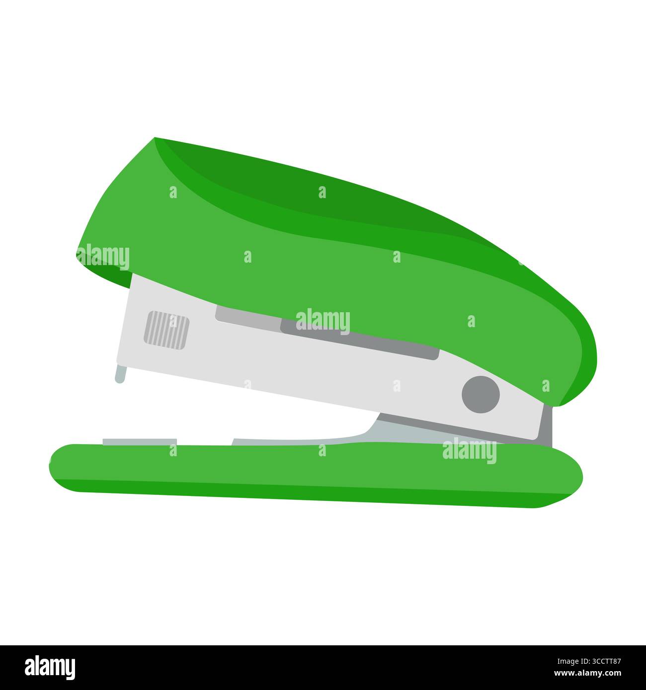 Grüner Bürotacker mit modernem Design auf weißem Hintergrund Stock Vektor