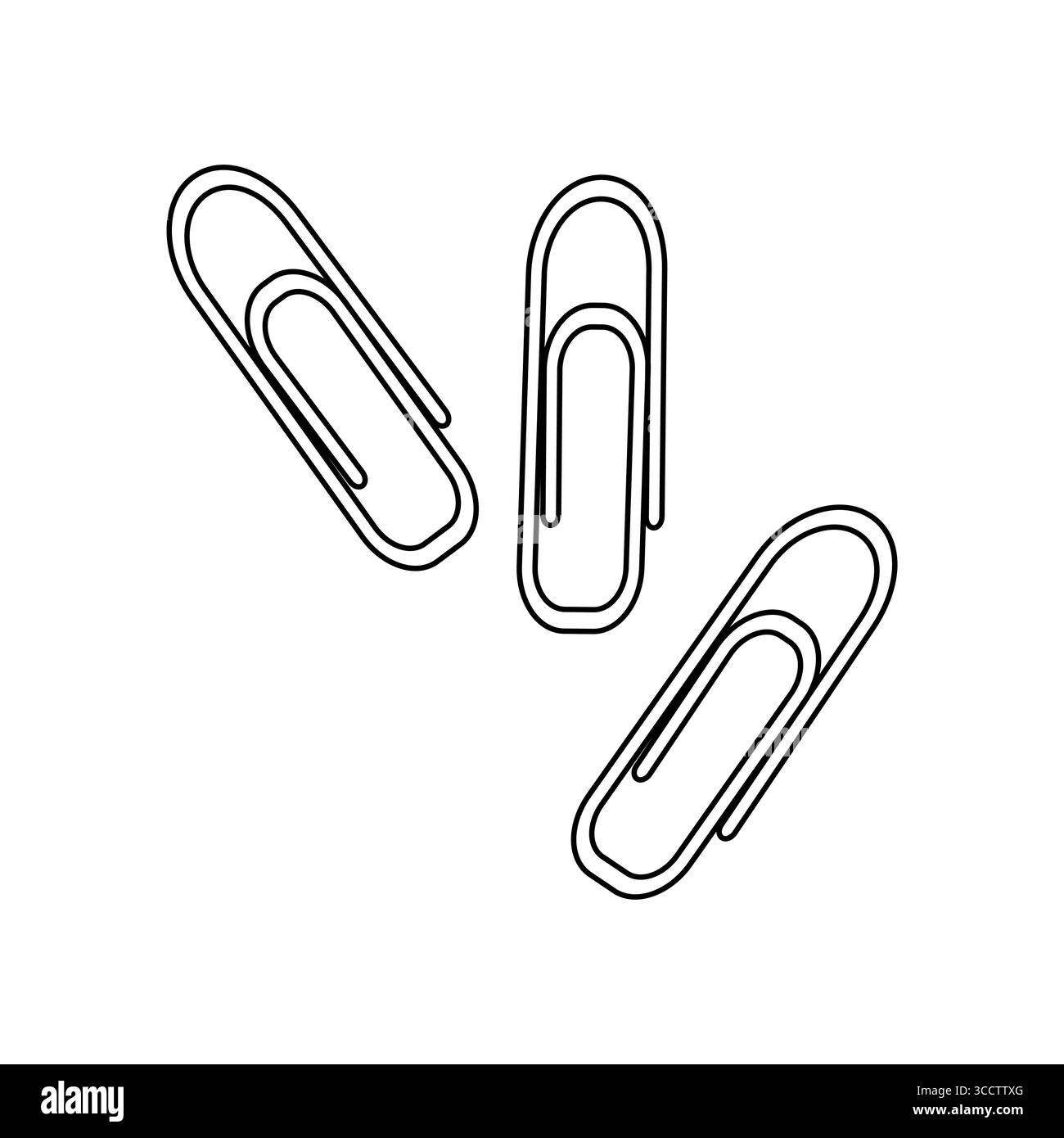 Drei überlappende Büroklammern auf weißem Hintergrund Stock Vektor