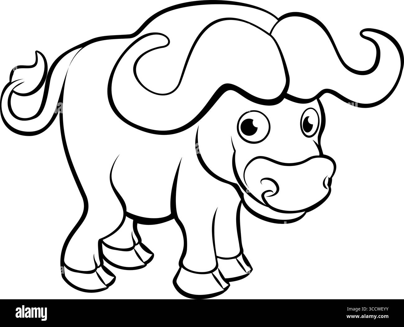 Buffalo Cartoon Figur Tier Illustration Stock Vektor