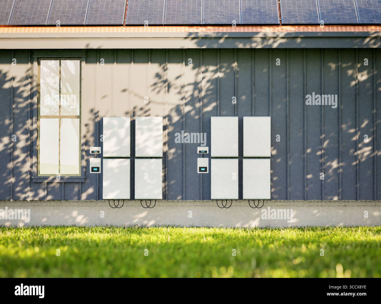 3D-Rendering-Batteriespeichersystem für den privaten Gebrauch Stockfoto
