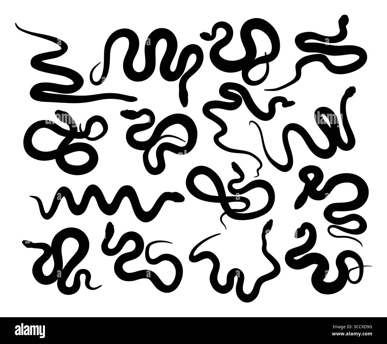 Die großen Silhouetten wilder Schlangen. Stock Vektor