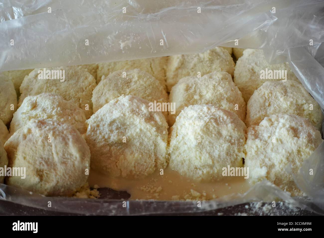 Eine traditionelle Süßigkeit auf Milchbasis, bekannt als Rasgolla. Stockfoto