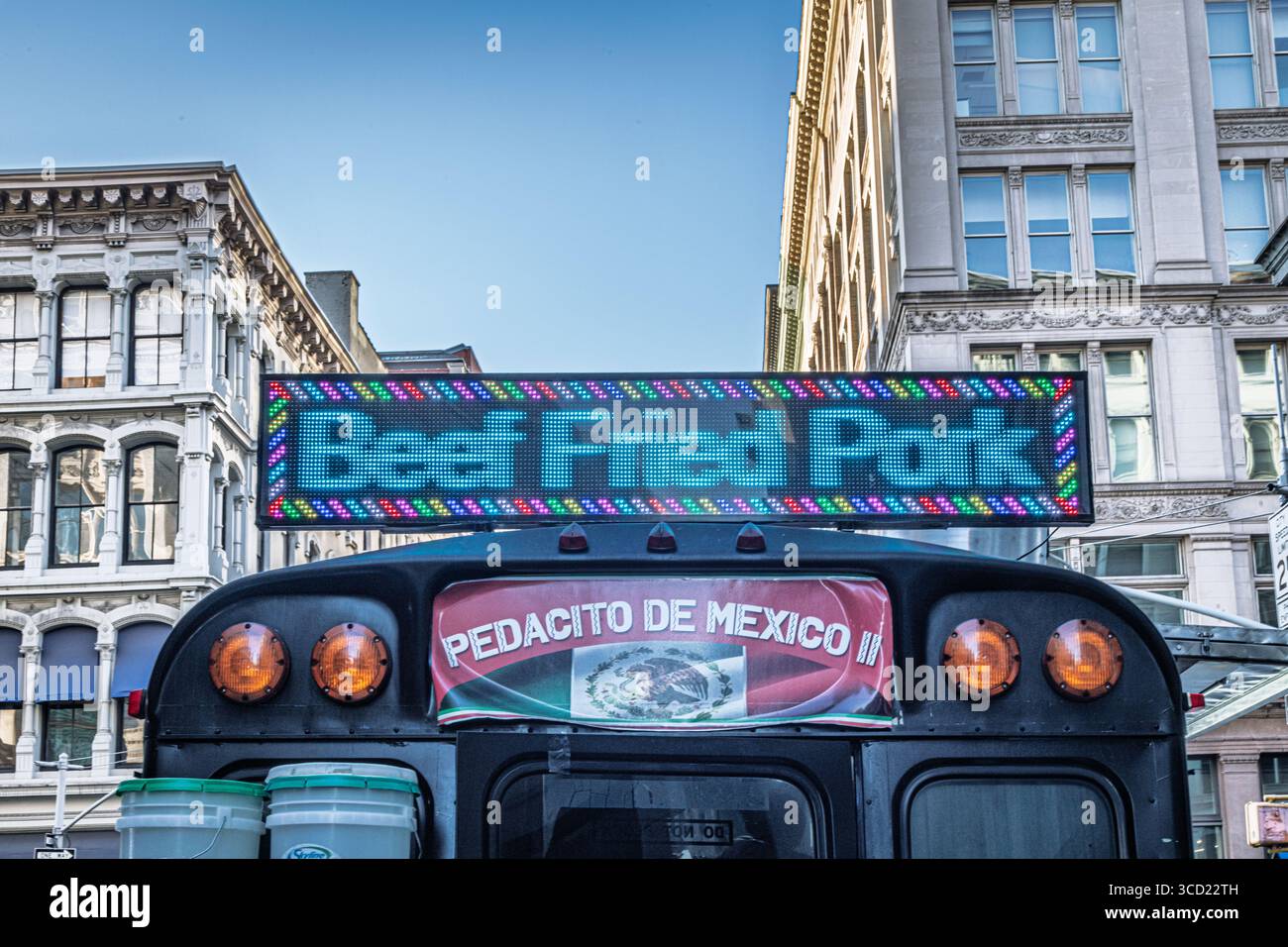Food Truck Schild, NYC Stockfoto