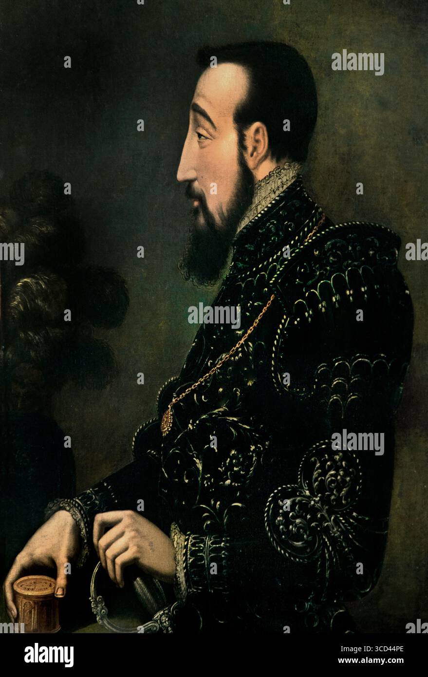 König Henri II. 1519-59 von Frankreich Französisch von Primaticcio, Francesco 1504-70 Italien Museum Frankreich, Französisch, ( Heinrich II. König von Frankreich von 1547 bis zu seinem Tod 1559. Der zweite Sohn von Franz I. und Claude, Herzogin von Bretagne, wurde nach dem Tod seines älteren Bruders Franz 1536 Dauphin von Frankreich. Francesco Primaticcio, Italiener, manieristischer Maler, Architekt, Bildhauer, der den Großteil seiner Karriere in Frankreich verbrachte. Stockfoto