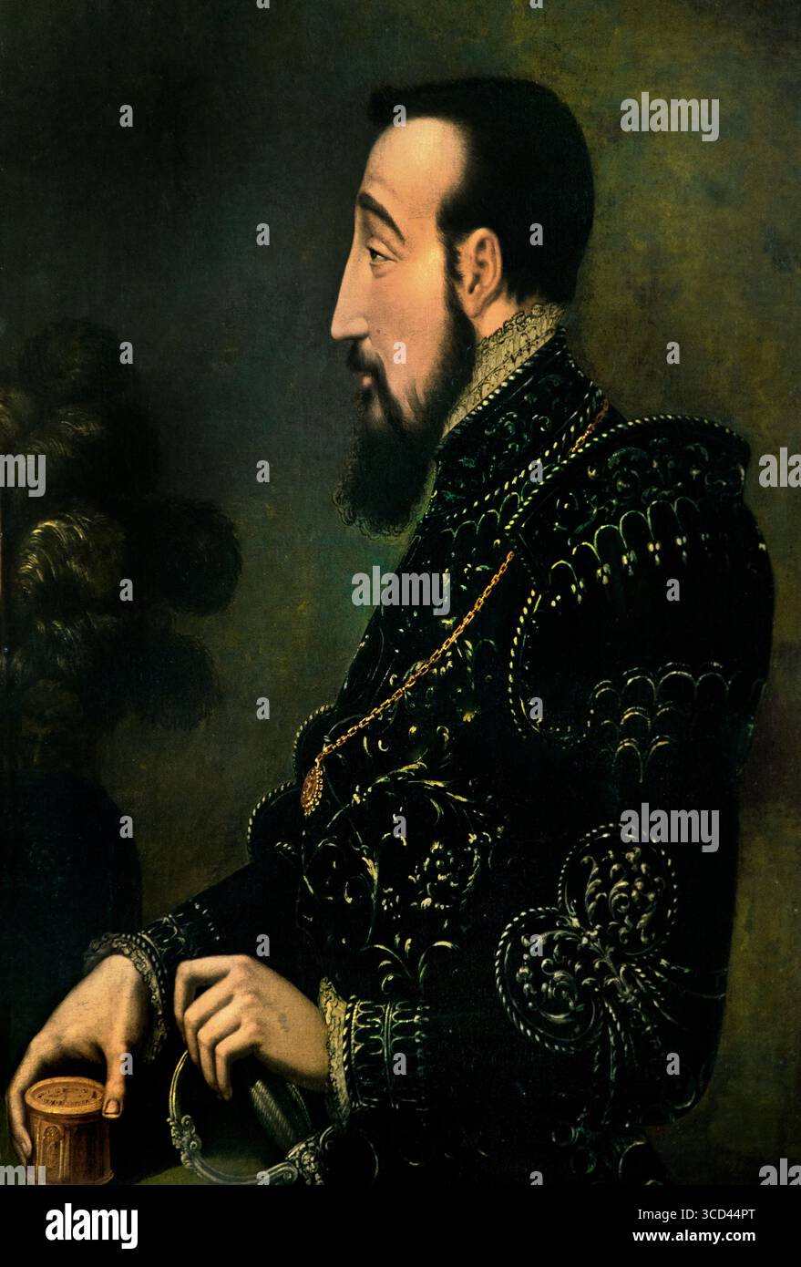 König Henri II. 1519-59 von Frankreich Französisch von Primaticcio, Francesco 1504-70 Italien Museum Frankreich, Französisch, ( Heinrich II. König von Frankreich von 1547 bis zu seinem Tod 1559. Der zweite Sohn von Franz I. und Claude, Herzogin von Bretagne, wurde nach dem Tod seines älteren Bruders Franz 1536 Dauphin von Frankreich. Francesco Primaticcio, Italiener, manieristischer Maler, Architekt, Bildhauer, der den Großteil seiner Karriere in Frankreich verbrachte. Stockfoto