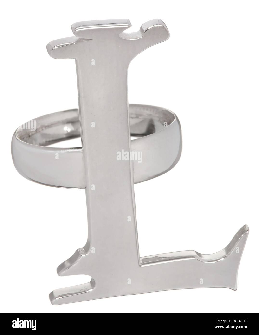 Ring auf weißem Hintergrund Stockfoto