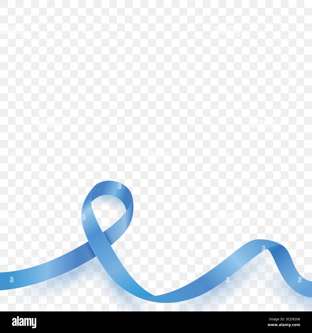 Vector 3D Seidenband mit blauem Band und Platz für Text. Blaues Band Symbol der Unterstützung, Wohltätigkeitsorganisation. Blauer dekorativer Rahmen für Veranstaltungen Stock Vektor