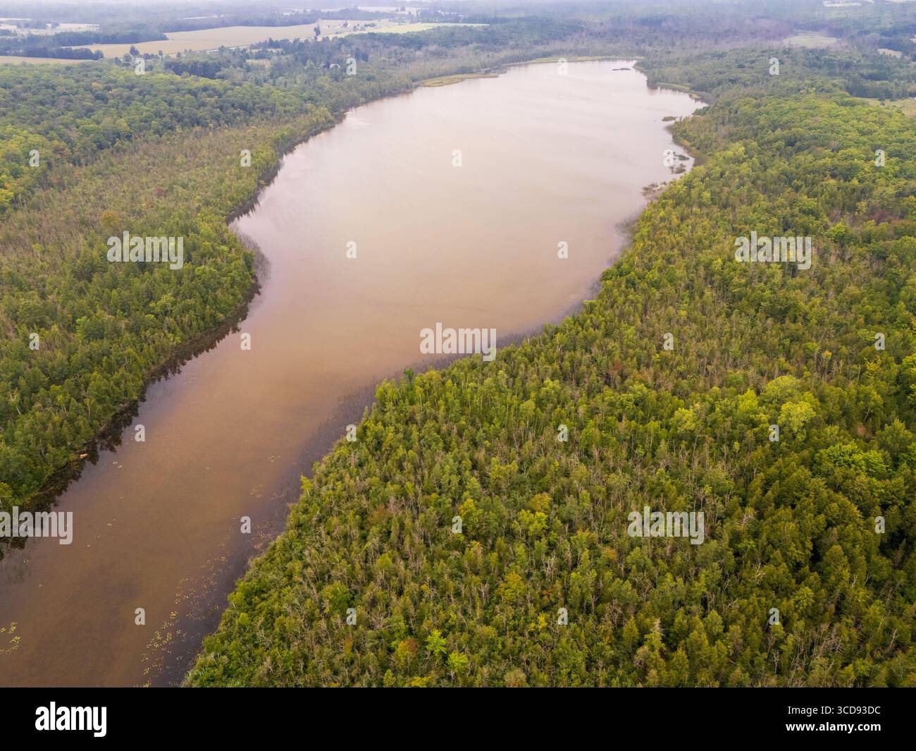 Dieses Bild wurde in Door County Wisconsin mit einer DJI-Drohne aufgenommen. Diese Drohnen sind in den Vereinigten Staaten wegen Protektionismus mit einem möglichen Verbot konfrontiert. Stockfoto