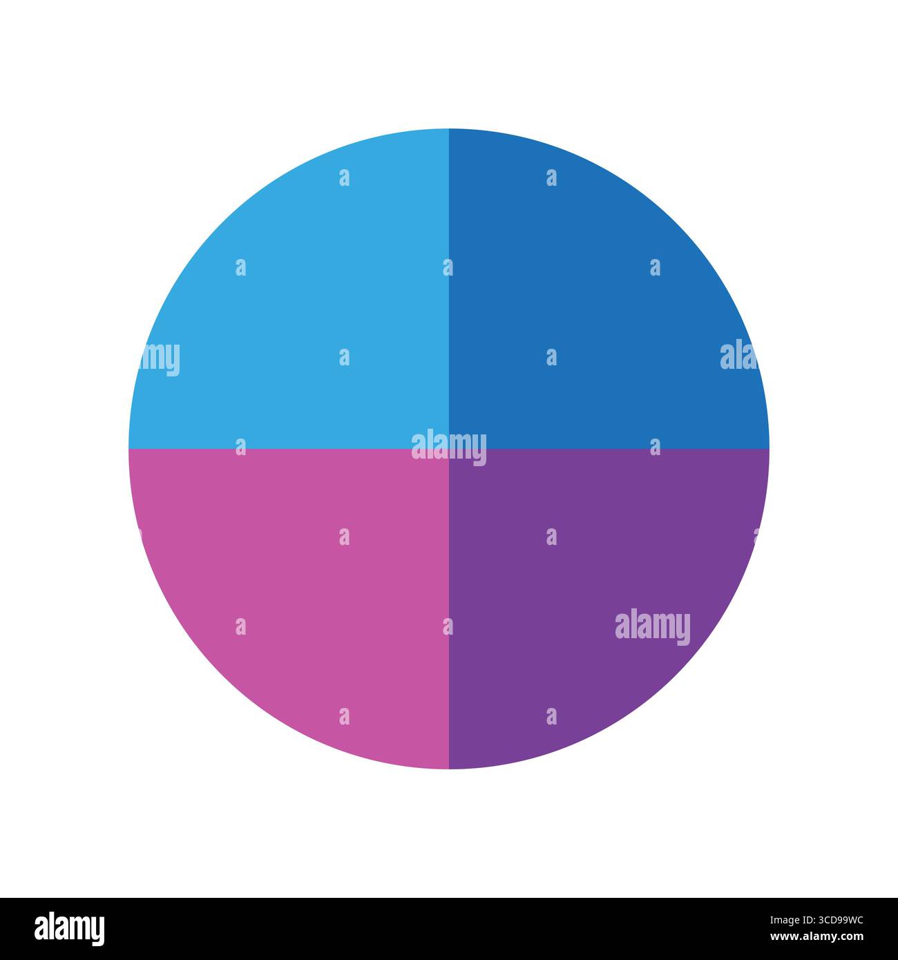 Vektor-Illustration in hellen Farben. Vier lebendige Quadranten. Pop-Art-Palette. Kreisförmiges Diagrammsymbol. Stock Vektor