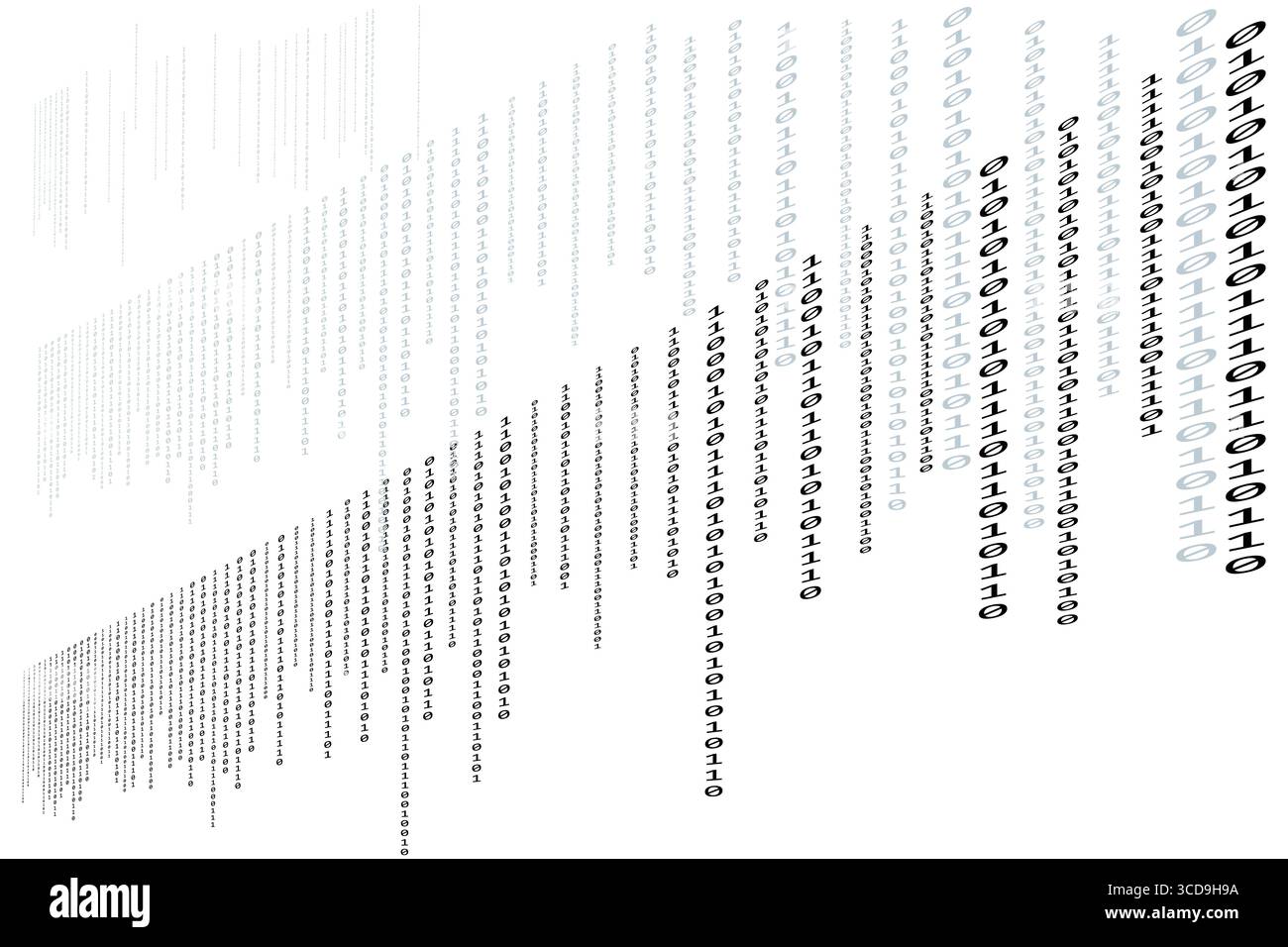 Binärcode Zero ein Muster mit fallenden Kreisen Matrix Digital Art mit Binärcode. Stock Vektor