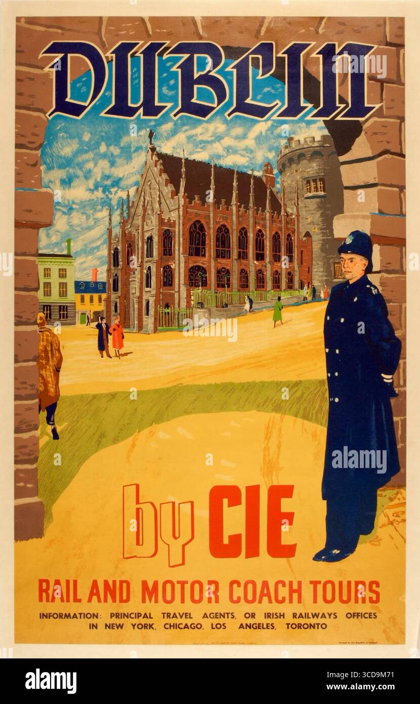 Ein wunderschönes Vintage-Reiseposter für Dublin in Irland Stockfoto