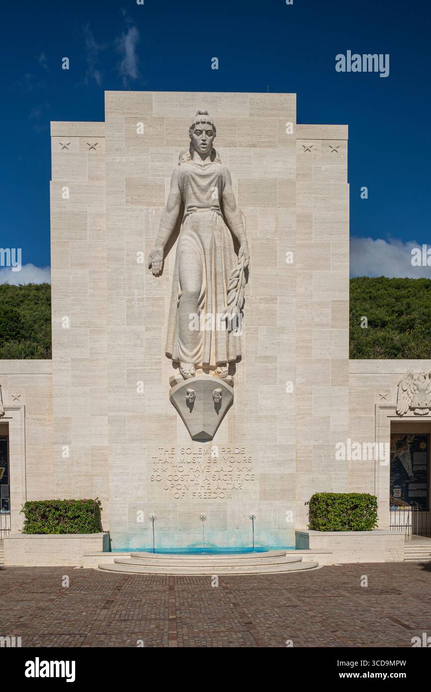 Statue von Lady Columbia auf dem National Memorial Cemetery of the Pacific, Honolulu, Oahu, Hawaii, USA Stockfoto