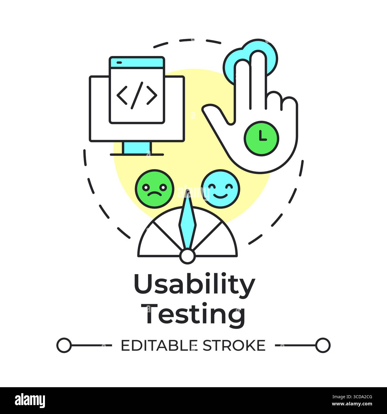 Symbol für mehrfarbiges Konzept für Usability Testing Stock Vektor