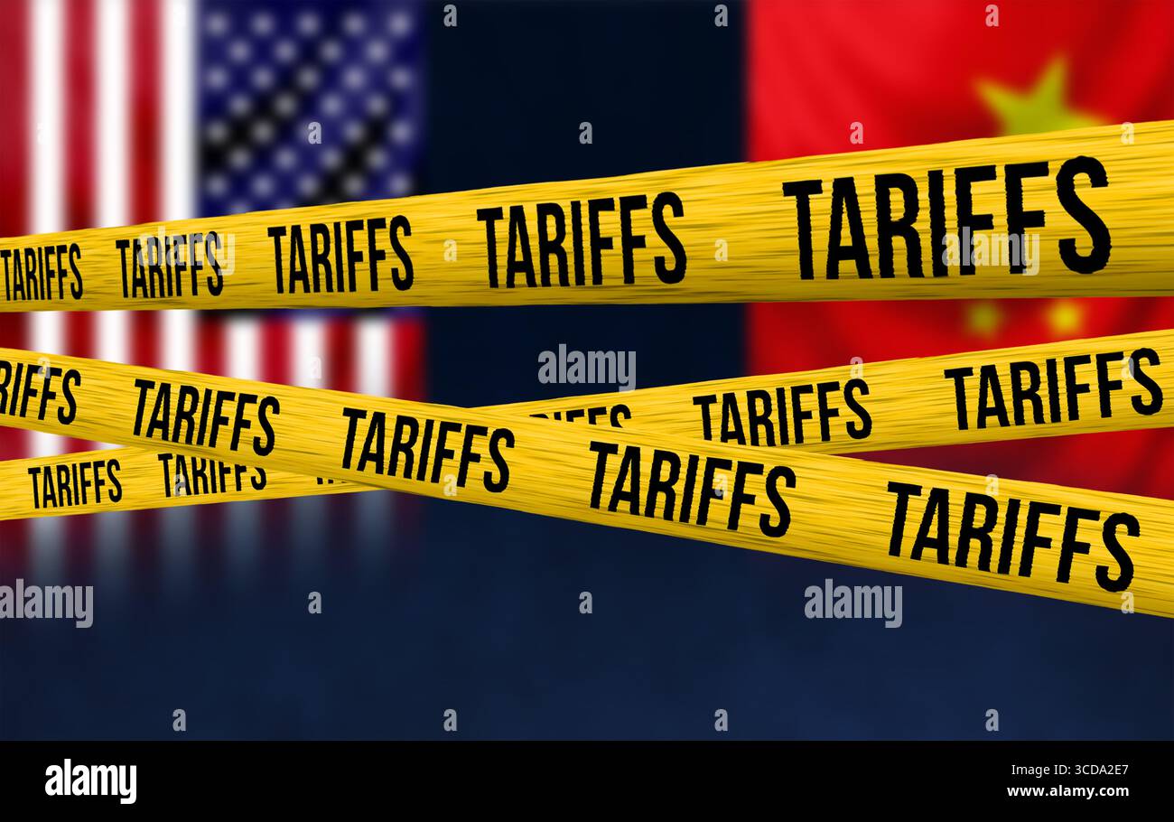 US-Zölle auf China - Handelskrieg und wirtschaftliche Spannungen dargestellt Stockfoto