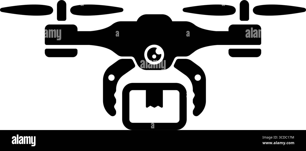 Abbildung des Symbols Drohne, Quadcopter-Vektor (Frachttransport) Stock Vektor